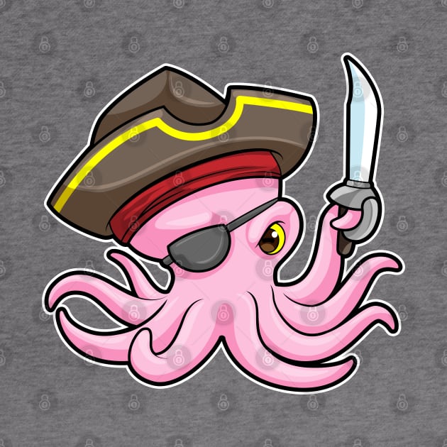 Octopus as Pirate with Saber & Eye patch by Markus Schnabel